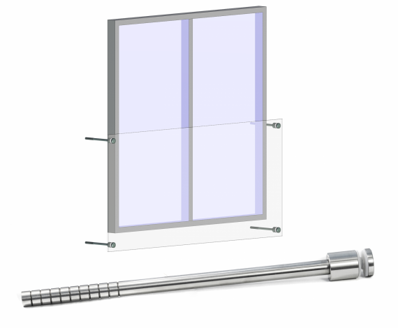Foto Soporte para vidrio Portfenetr fi 30mm con varilla 16x320mm, AISI 304, SATINADO