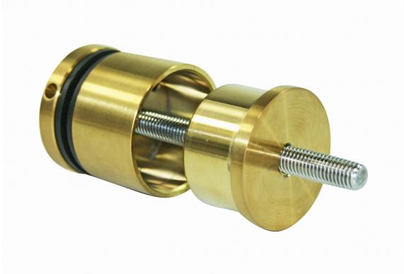 Foto Soporte puntual 50 mm, distancia regulable 35-55 mm, AISI 304, DORADO SATINADO