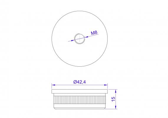 Foto Tapón final para 42,4 x 2 mm, rosca M8, AISI 304, SATINADO