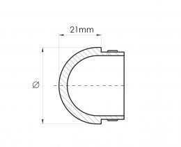 Tapón terminal 42,4 mm, AISI 304, Pulido