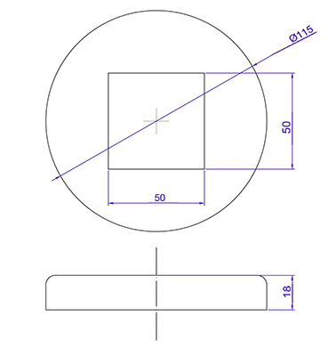 Foto Tapa para perfil 50x50/115 mm, AISI 304, SATINADO