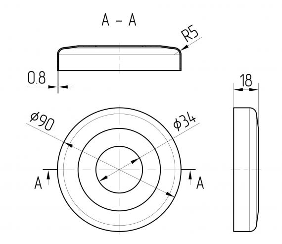 Foto Tapa para tubo 33,7/90 mm, AISI 304, Pulido