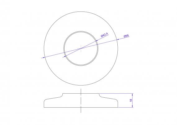 Foto Tapa para tubo 40/95mm, AISI 304, SATINADO