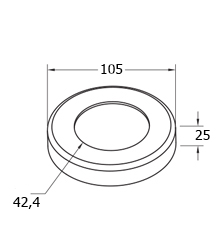 Foto Tapa para tubo 42,4/105mm, AISI 304, SATINADO
