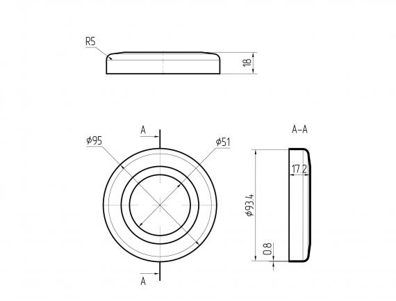 Foto Tapa para tubo 50,8/95 mm, AISI 304, Pulido.