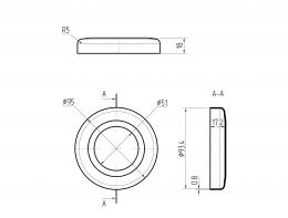 Tapa para tubo 50,8/95 mm, AISI 304, SATINADO.