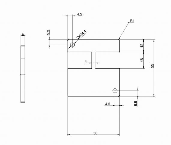 Foto Tapa terminal de CONEXIÓN EN Y de RANURA 55x50mm, AISI 304, EN BRUTO