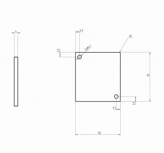 Foto Tapa terminal de INICIO/CONEXIÓN de RANURA 55x50mm, AISI 304, EN BRUTO