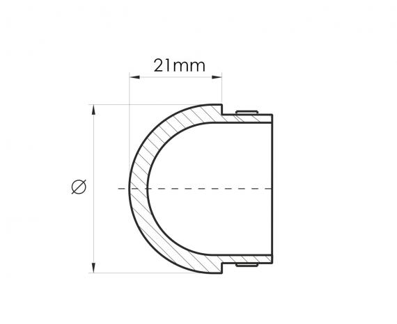 Foto Tapa terminal para 50,8x1,5 mm, AISI 304, SATINADO.