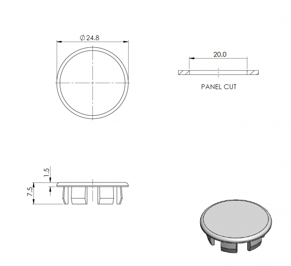 Foto Tapa terminal para orificio de montaje de perfil ETP.006.03.AL.A