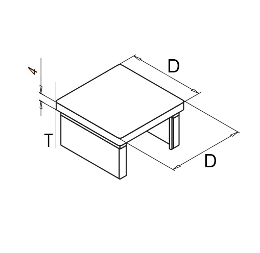 Foto Tapa terminal para tubo ranurado 40x40x1,5mm, AISI 304, SATINADO
