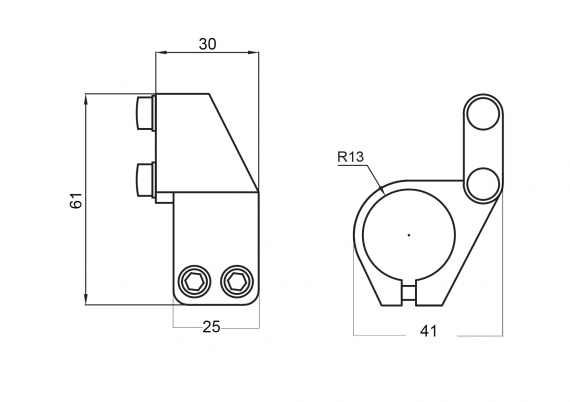 Foto Tope de puerta corredera derecho, AISI 304, SATINADO
