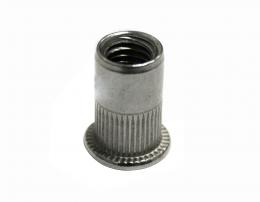 Tuercas remachables - M6, acero inoxidable, mini cono, AISI 304 (A2), BRIDA PLANA