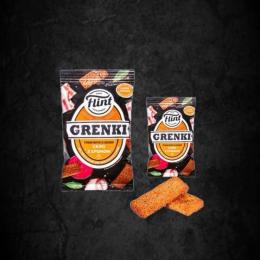 Picatostes de pan centeno sabor tocino y rabano picante Flint 70g