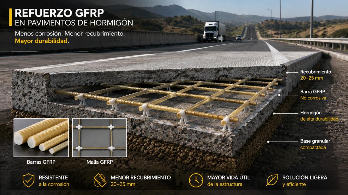 Metodología de cálculo del diámetro, paso y configuración del armado de fibra de vidrio para carreteras típicas