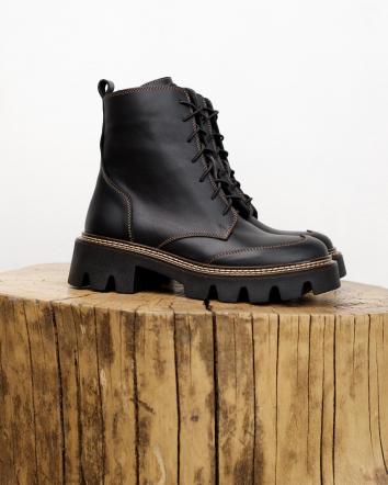 Черевики жіночі OMG BLACK CREAM BROWN БАЙКА чорні р.36