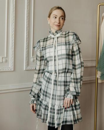 Green silk dress