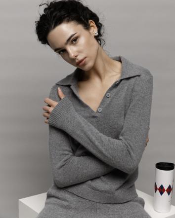 Grey Essential Knit Polo