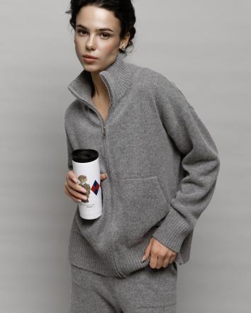 Grey knit mood cardigan