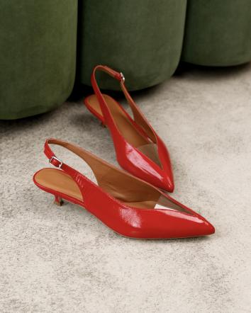 Слінгбеки жіночі OMG TOP HEELS ЛАК червоні