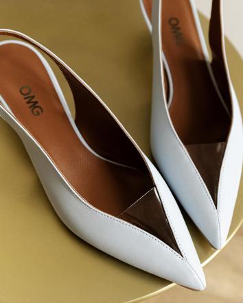 Слінгбеки жіночі OMG TOP HEELS ШКІРА блакитні