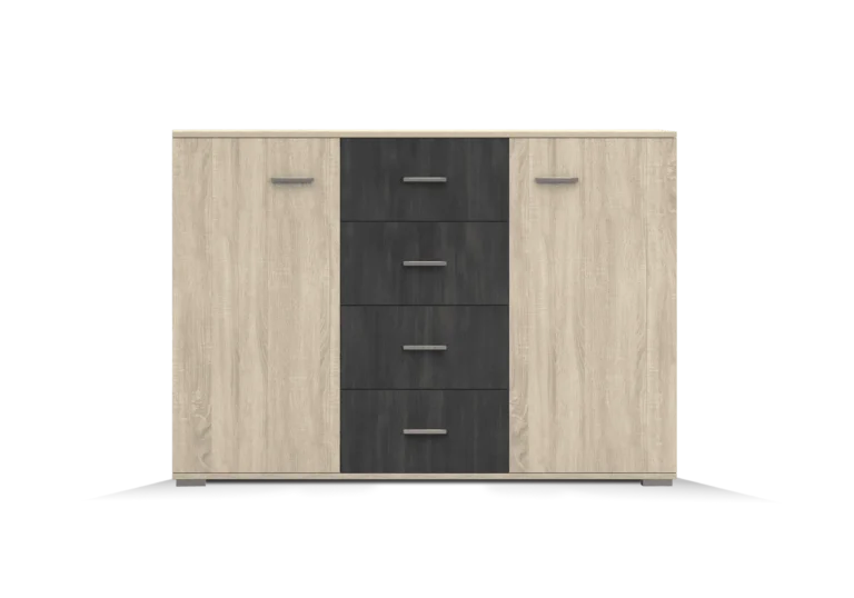 Sideboard 2D4S - WENECJA, Sonoma oak + Norwegian black pine