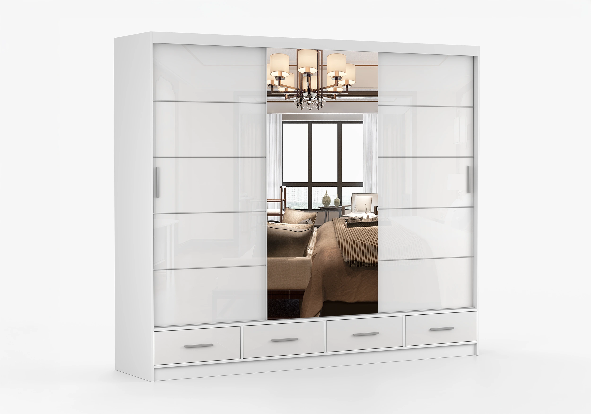 Armario 150/200/250 cm - FLORENCE, Blanco Brillo