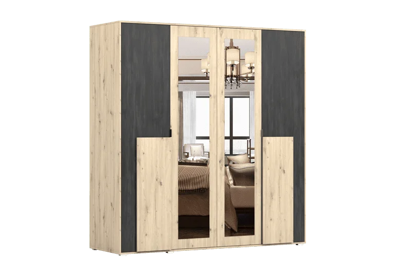 Armario - BAFRA 200 cm, roble artesanal + pino negro noruego