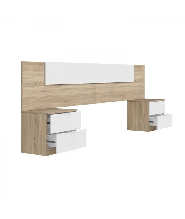 Cabezal+2 mesitas REF: 016075F - NOON PLUS, blanco artik roble canadian