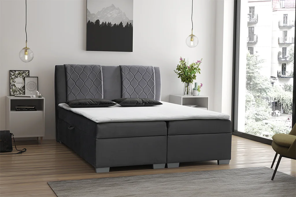 CAMA CONTINENTAL BOXSPRING KOLUMBIA GRIS OSCURO