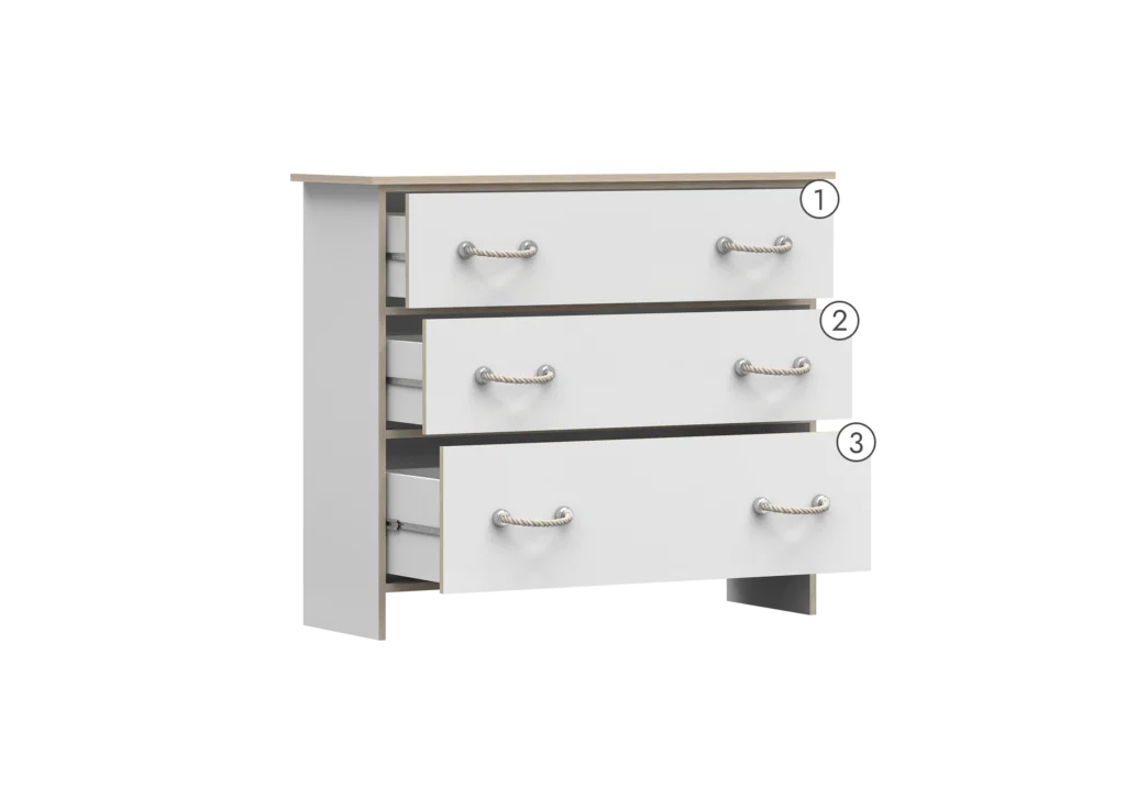 CÓMODA 3S 02 - KOSMO BLANCO/ROBLE SONOMA