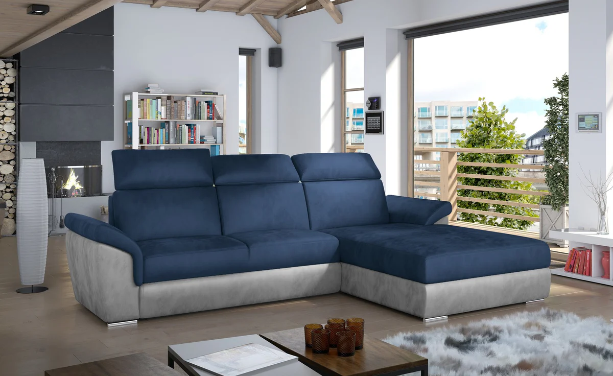 SOFÁ CAMA CON ARCÓN 272 CM X 216 CM TREVISCO AZUL