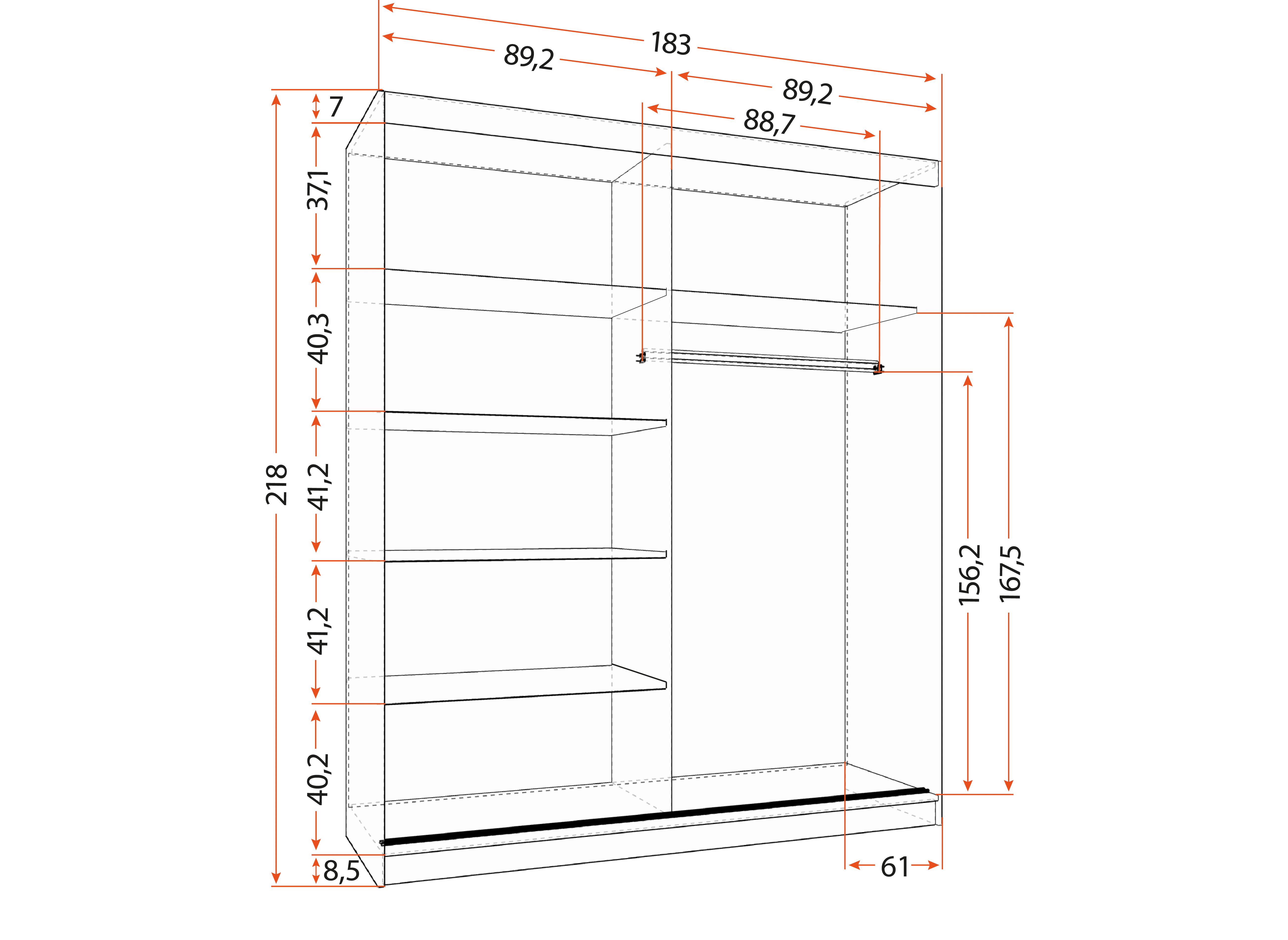 Sliding-door wardrobe MULTI 32 183 cm