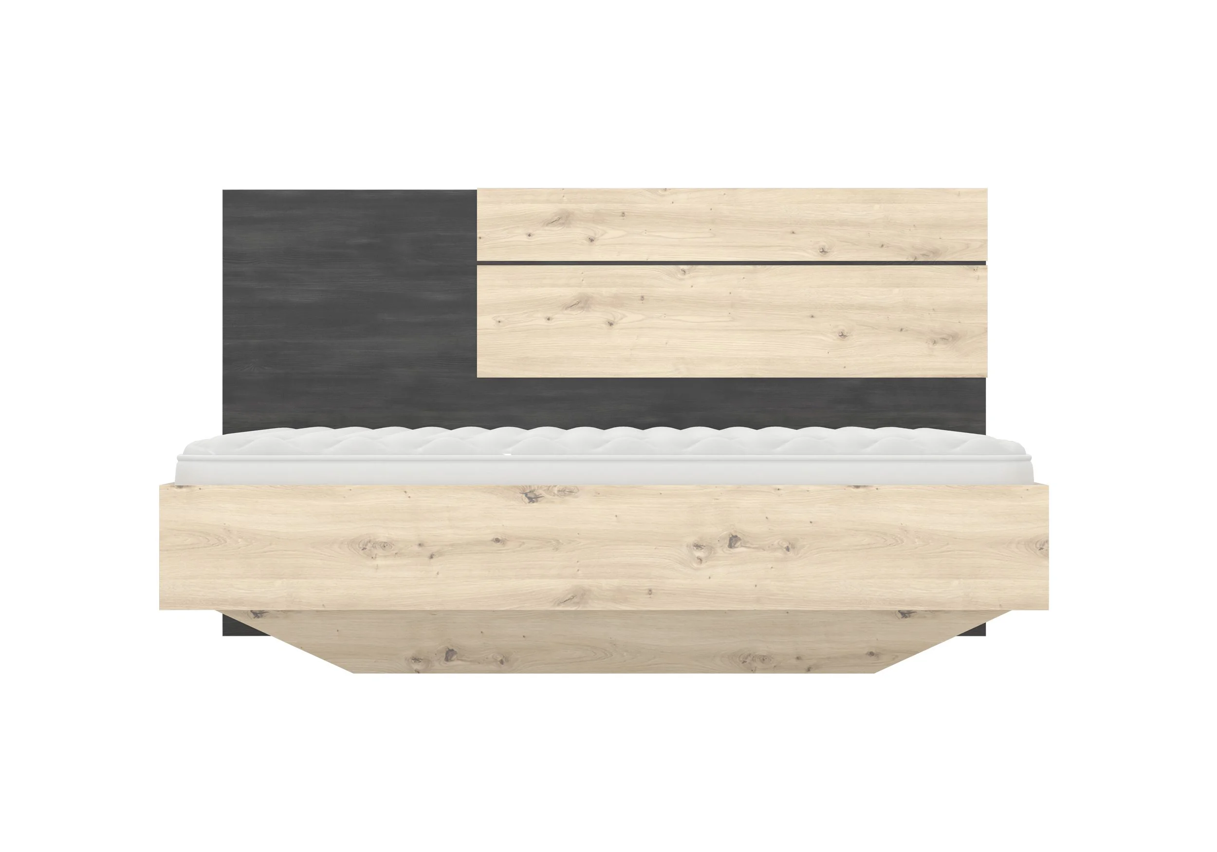 Cama 160×200 - BAFRA, roble artesanal + pino negro noruego