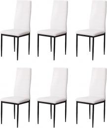 6 metal chairs upholstered in faux leather – Emi, white