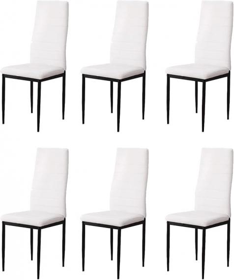 Photo 6 metal chairs upholstered in faux leather – Emi, white