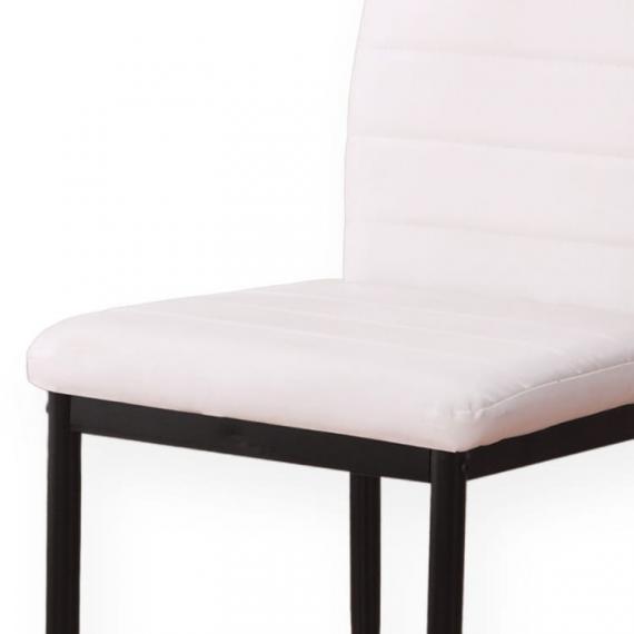 Photo 6 metal chairs upholstered in faux leather – Emi, white