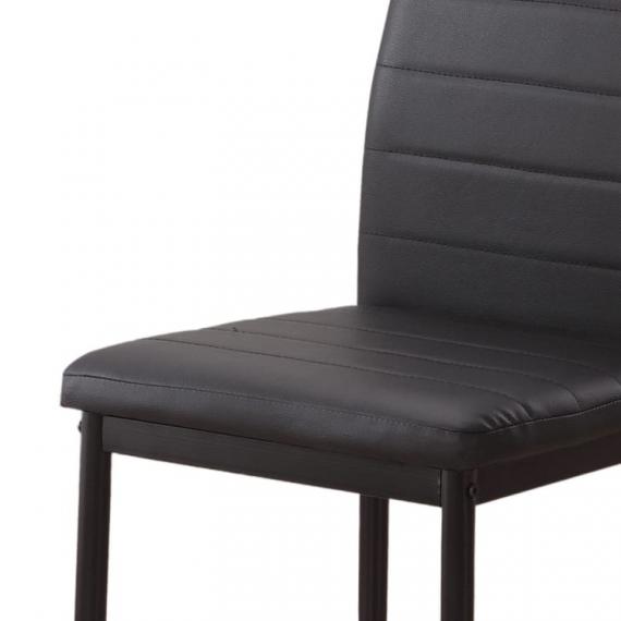 Photo 6 metal chairs upholstered in faux leather – Emi, black