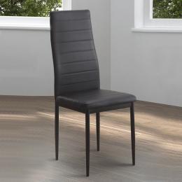 6 metal chairs upholstered in faux leather – Emi, black