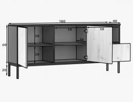 APARADOR 180 CM LANZZI NEGRO