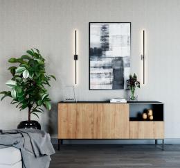 APARADOR 180 CM LANZZI NEGRO MATE/ROBLE ARTESANAL