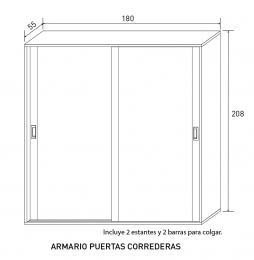 ARMARIO 2P.CORREDERA MOD.LARA CAMBRIA-GRAFITO