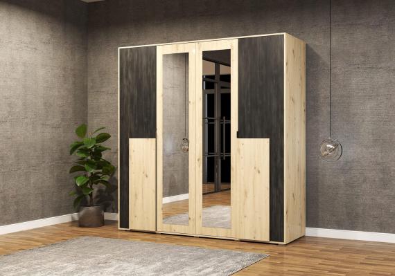 Photo Wardrobe - BAFRA 200 cm, Artisan Oak + Norwegian Black Pine