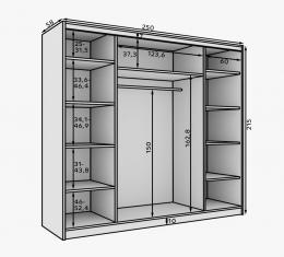 Armario de puertas correderas Andy Negro/Blanco, 250x215 cm
