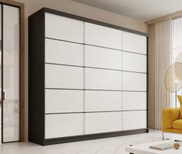 Armario de puertas correderas Andy Negro/Blanco, 250x215 cm
