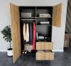 Foto ARMARIO 120 CM LANZZI NEGRO MATE/ROBLE ARTESANAL
