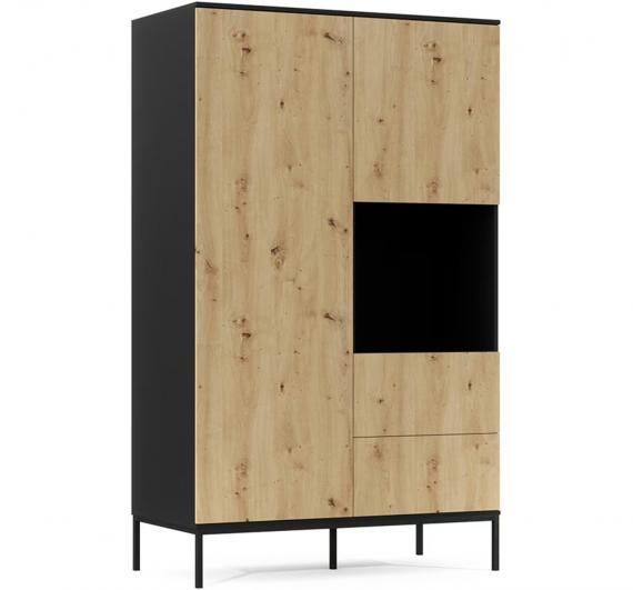 Foto ARMARIO 120 CM LANZZI NEGRO MATE/ROBLE ARTESANAL
