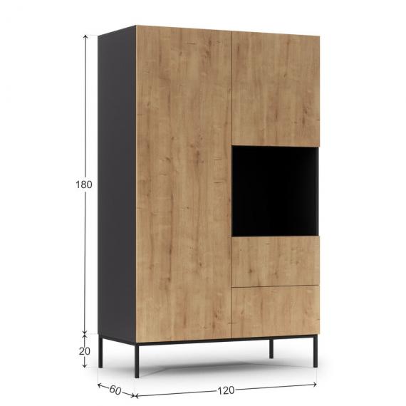 Foto ARMARIO 120 CM LANZZI NEGRO MATE/ROBLE ARTESANAL