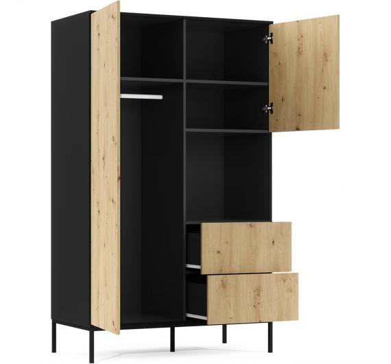 Foto ARMARIO 120 CM LANZZI NEGRO MATE/ROBLE ARTESANAL