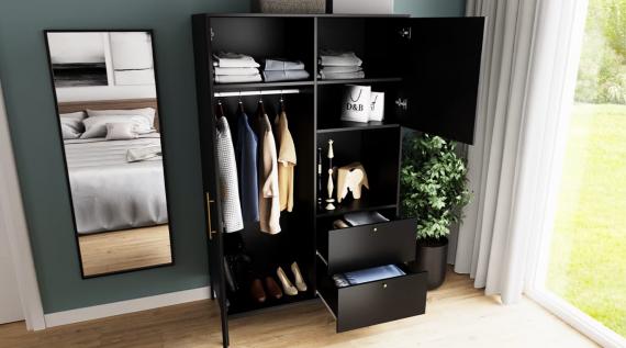 Photo Wardrobe - Lanzzi, 120 cm, Matte Black/Matte Black